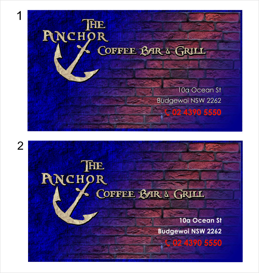 Business Card Design by IneseRo for The Anchor Coffee Bar & Grill | Design #1992243