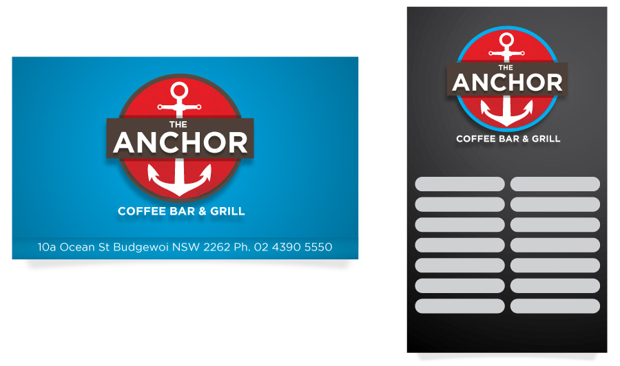 Business Card Design by JCR for The Anchor Coffee Bar & Grill | Design #1990200