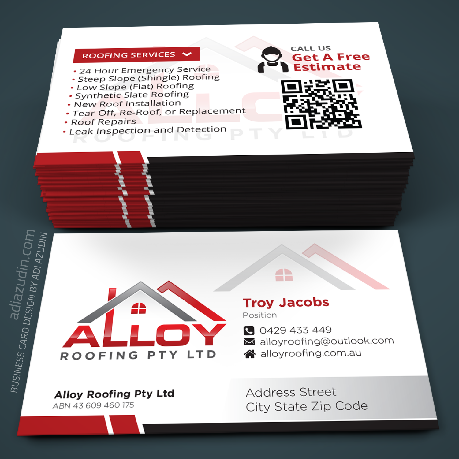 Business Card Design by adiazudin for Alloy Roofing Pty Ltd | Design #8471035