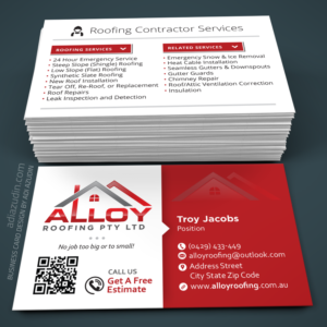 Business Card Design by adiazudin for Alloy Roofing Pty Ltd | Design: #8481124