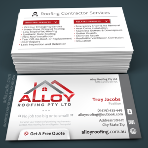 Business Card Design by adiazudin for Alloy Roofing Pty Ltd | Design #8482249