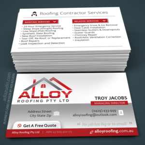 Business Card Design by adiazudin for Alloy Roofing Pty Ltd | Design: #8488158