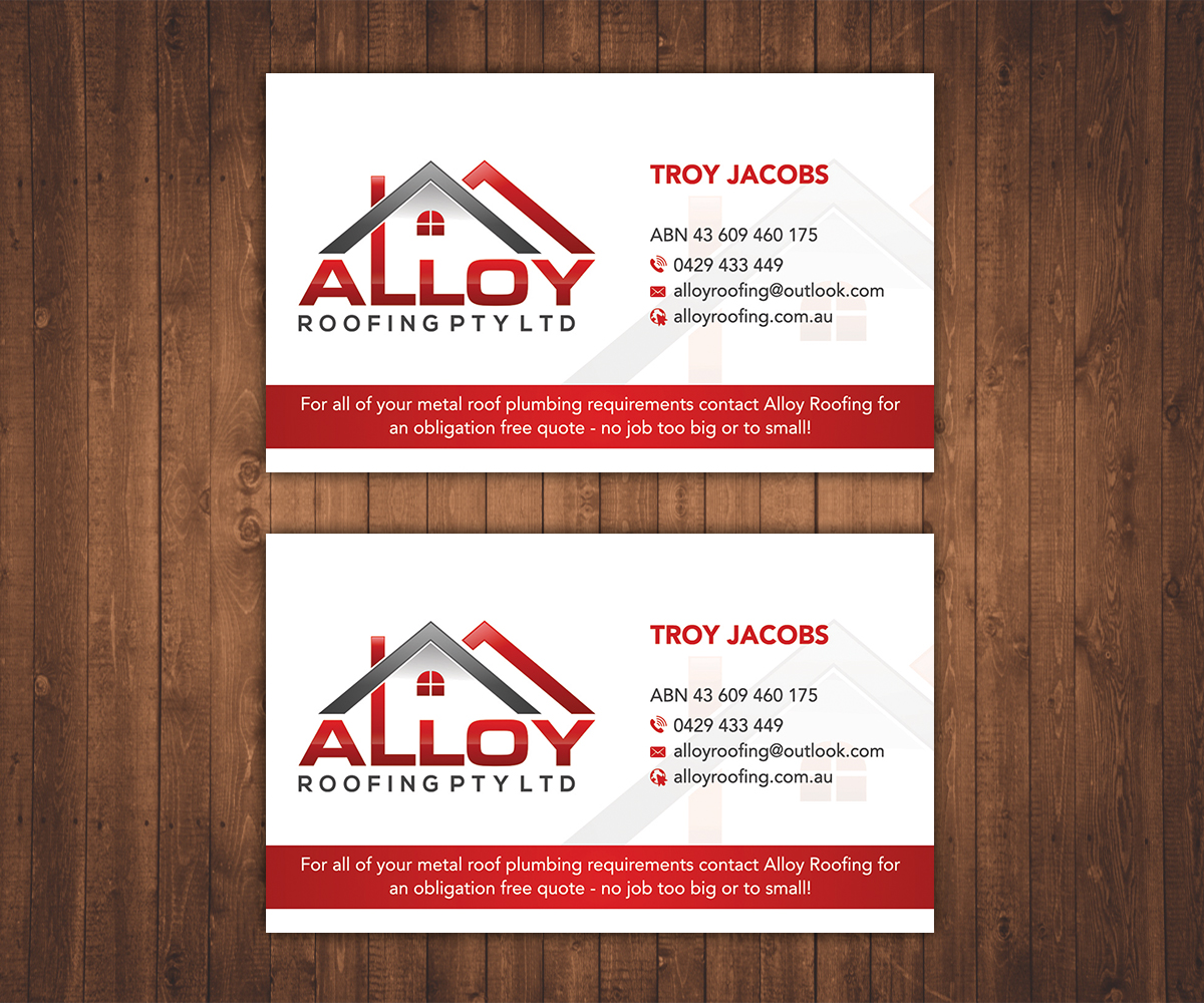Business Card Design by Stylez Designz for Alloy Roofing Pty Ltd | Design #8516559