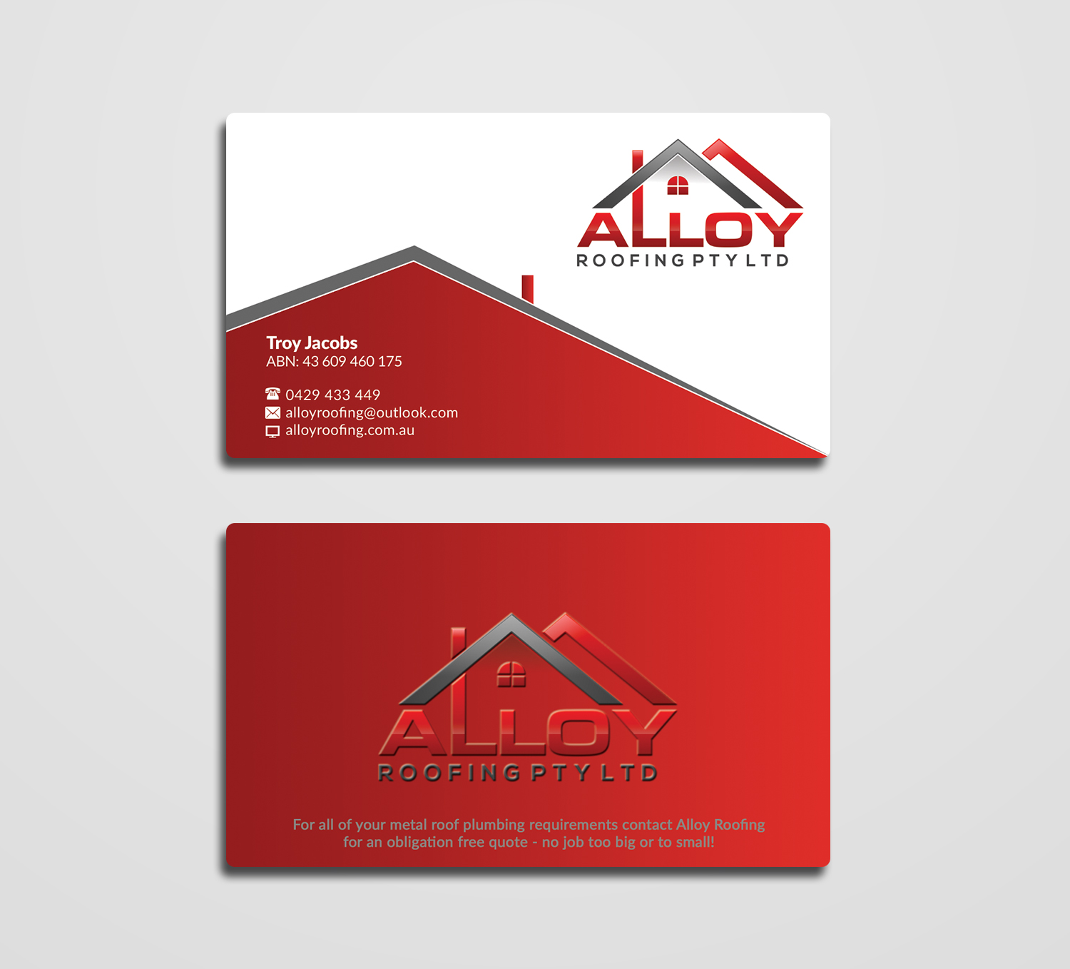 Business Card Design by AFHUN for Alloy Roofing Pty Ltd | Design #8509278
