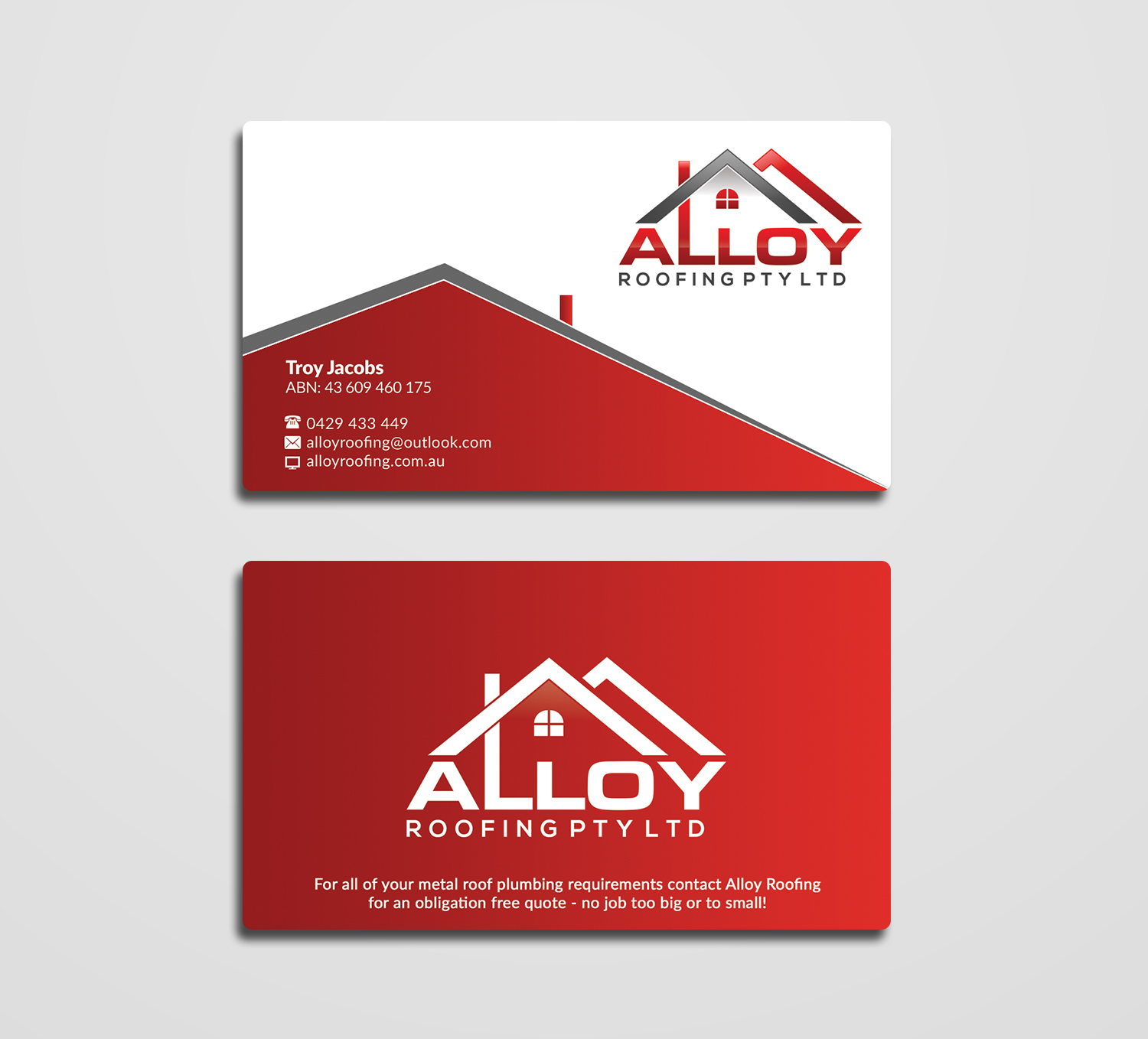 Diseño de Tarjeta de Presentación por AFHUN para Alloy Roofing Pty Ltd | Diseño #8509279