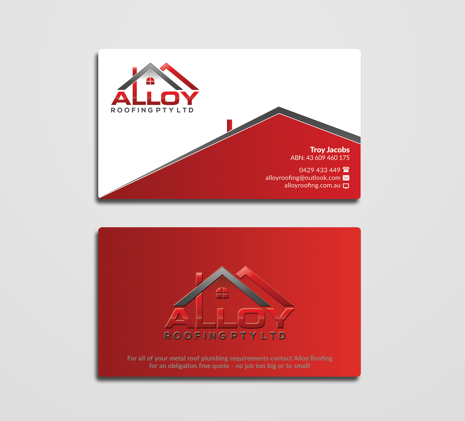 Business Card Design by AFHUN for Alloy Roofing Pty Ltd | Design #8509282