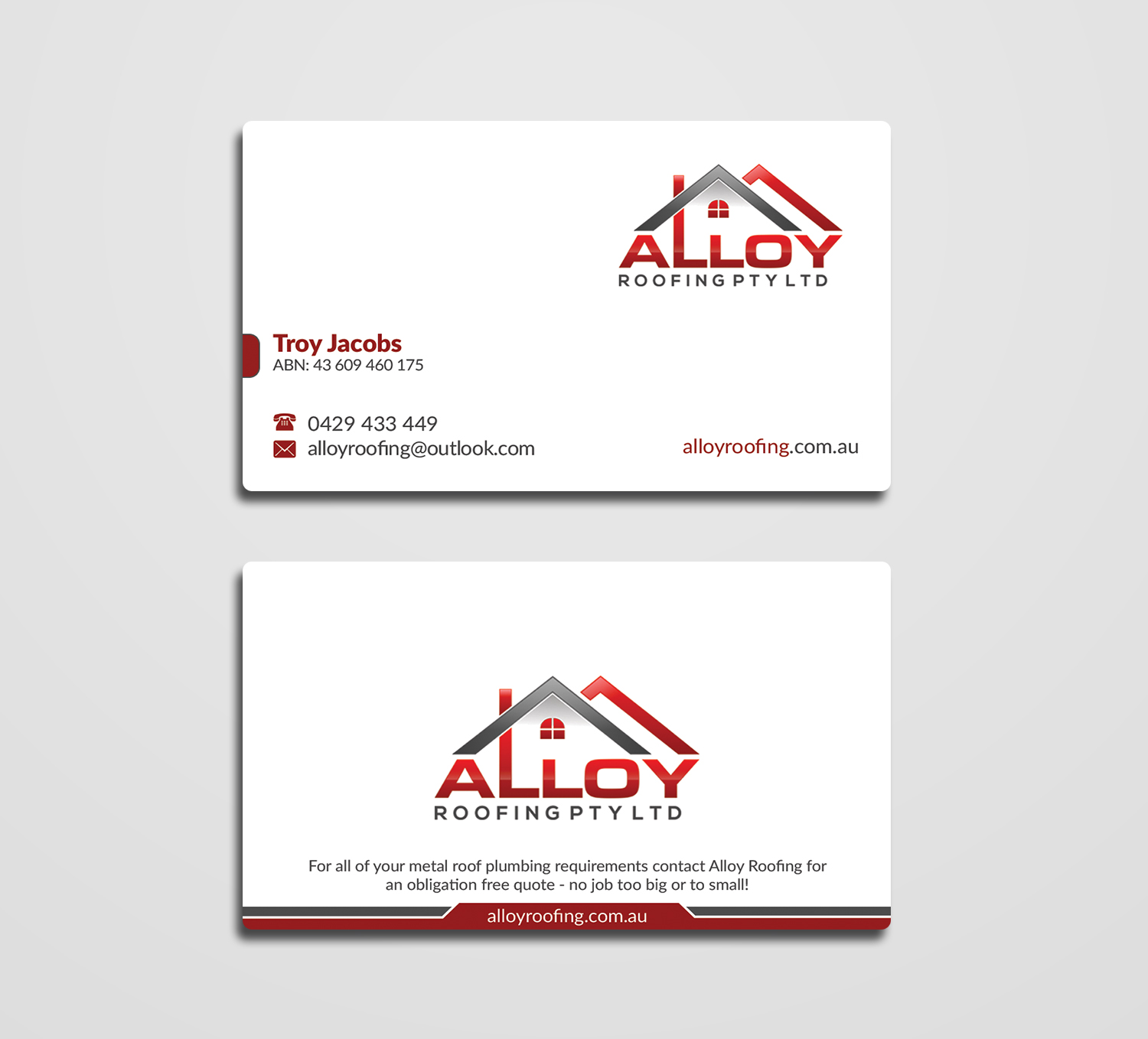 Business Card Design by AFHUN for Alloy Roofing Pty Ltd | Design #8509426
