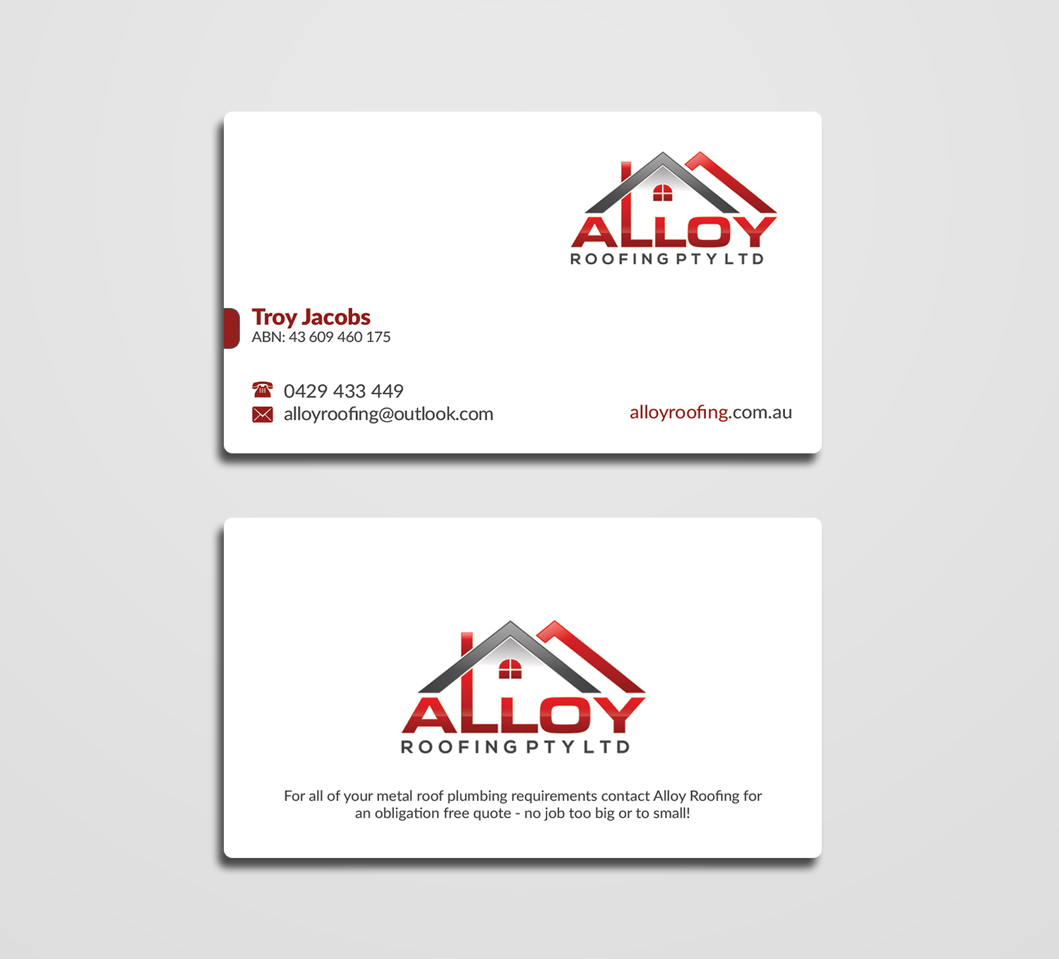 Business Card Design by AFHUN for Alloy Roofing Pty Ltd | Design #8509427