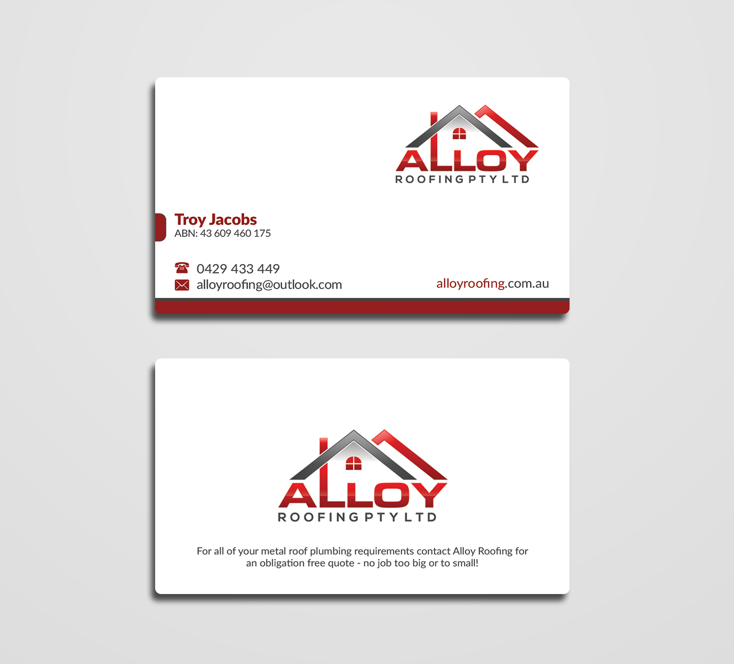 Business Card Design by AFHUN for Alloy Roofing Pty Ltd | Design #8509428