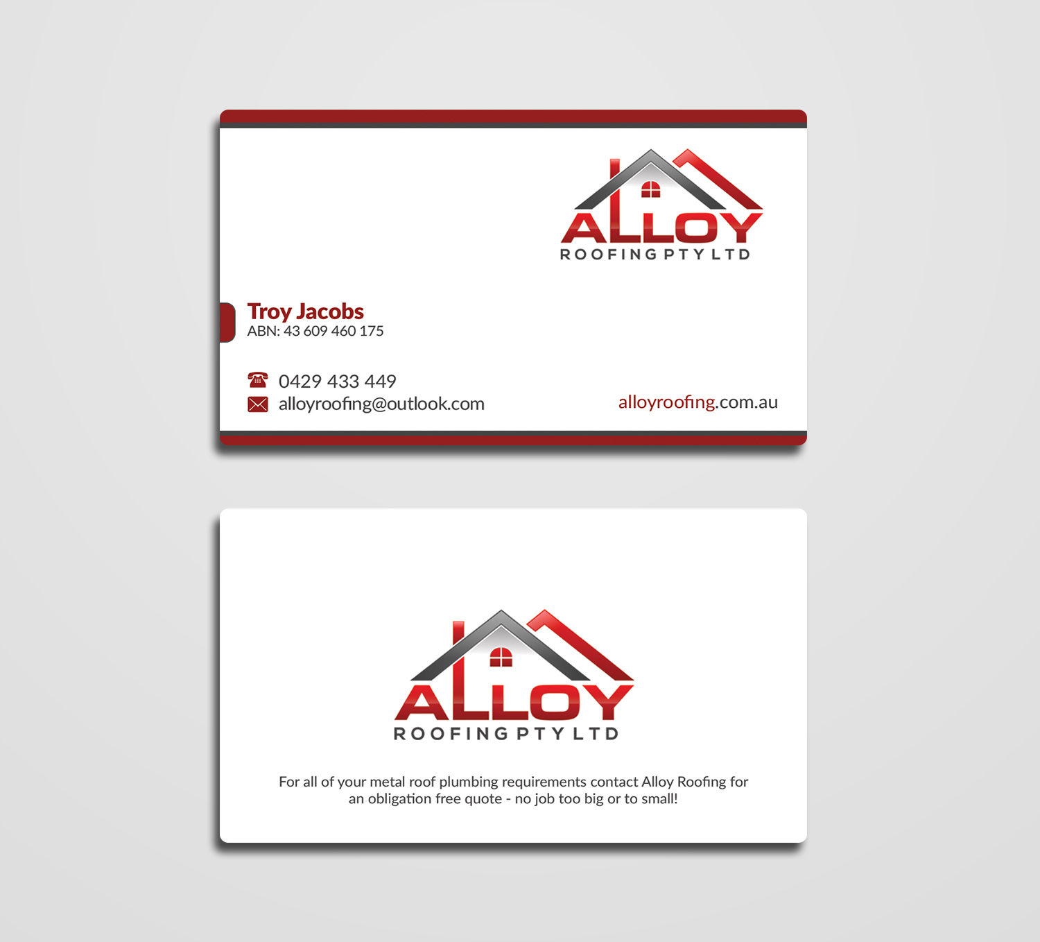 Business Card Design by AFHUN for Alloy Roofing Pty Ltd | Design #8509429