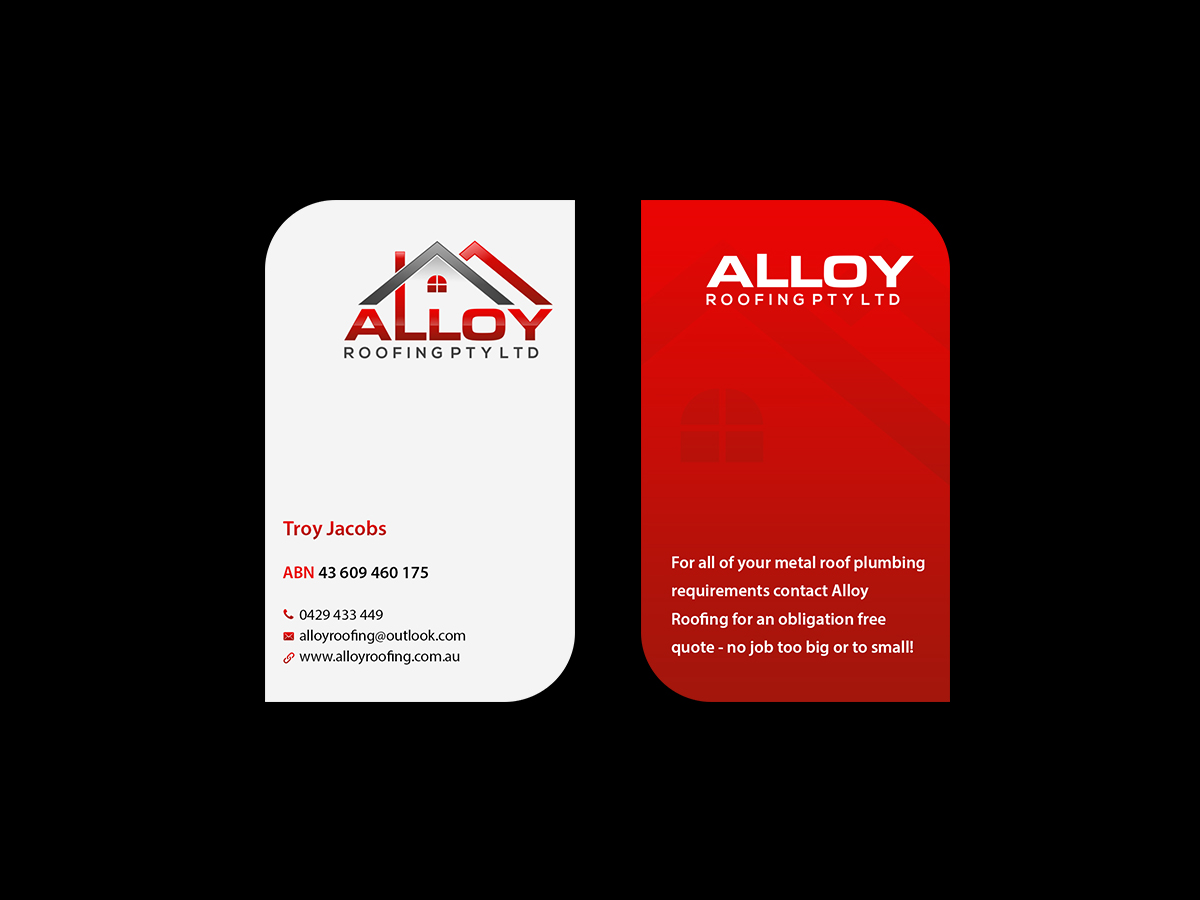 Business Card Design by Creations Box 2015 for Alloy Roofing Pty Ltd | Design #8487811