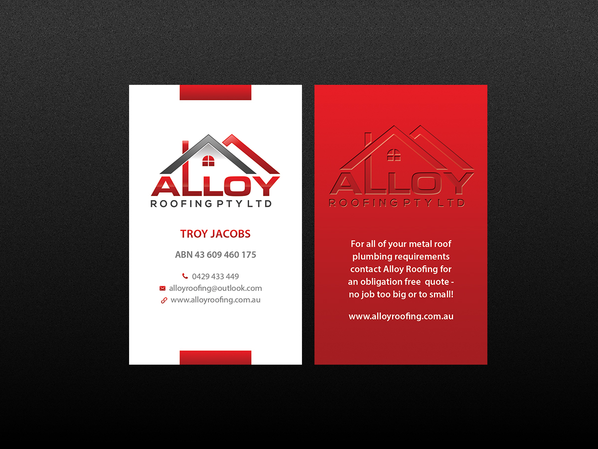 Business Card Design by Creations Box 2015 for Alloy Roofing Pty Ltd | Design #8487814