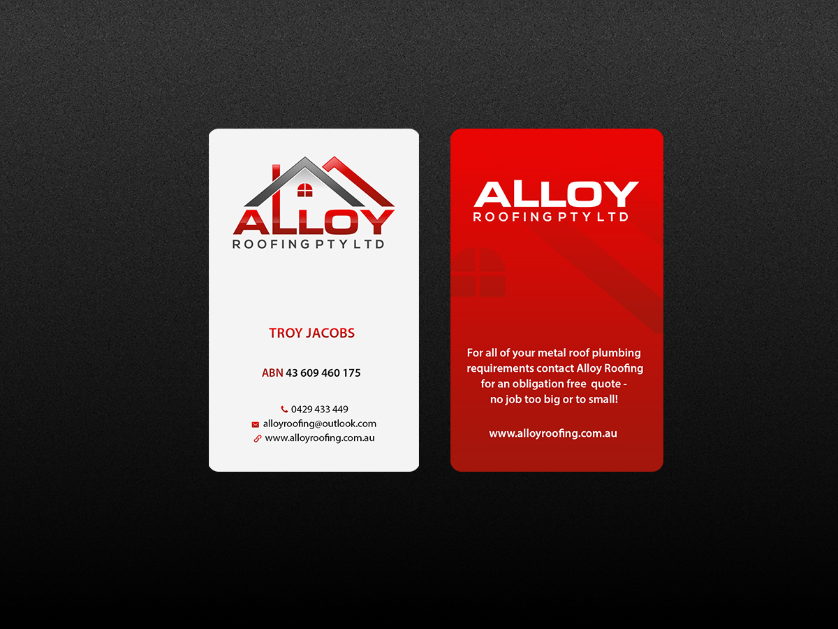 Business Card Design by Creations Box 2015 for Alloy Roofing Pty Ltd | Design #8487820