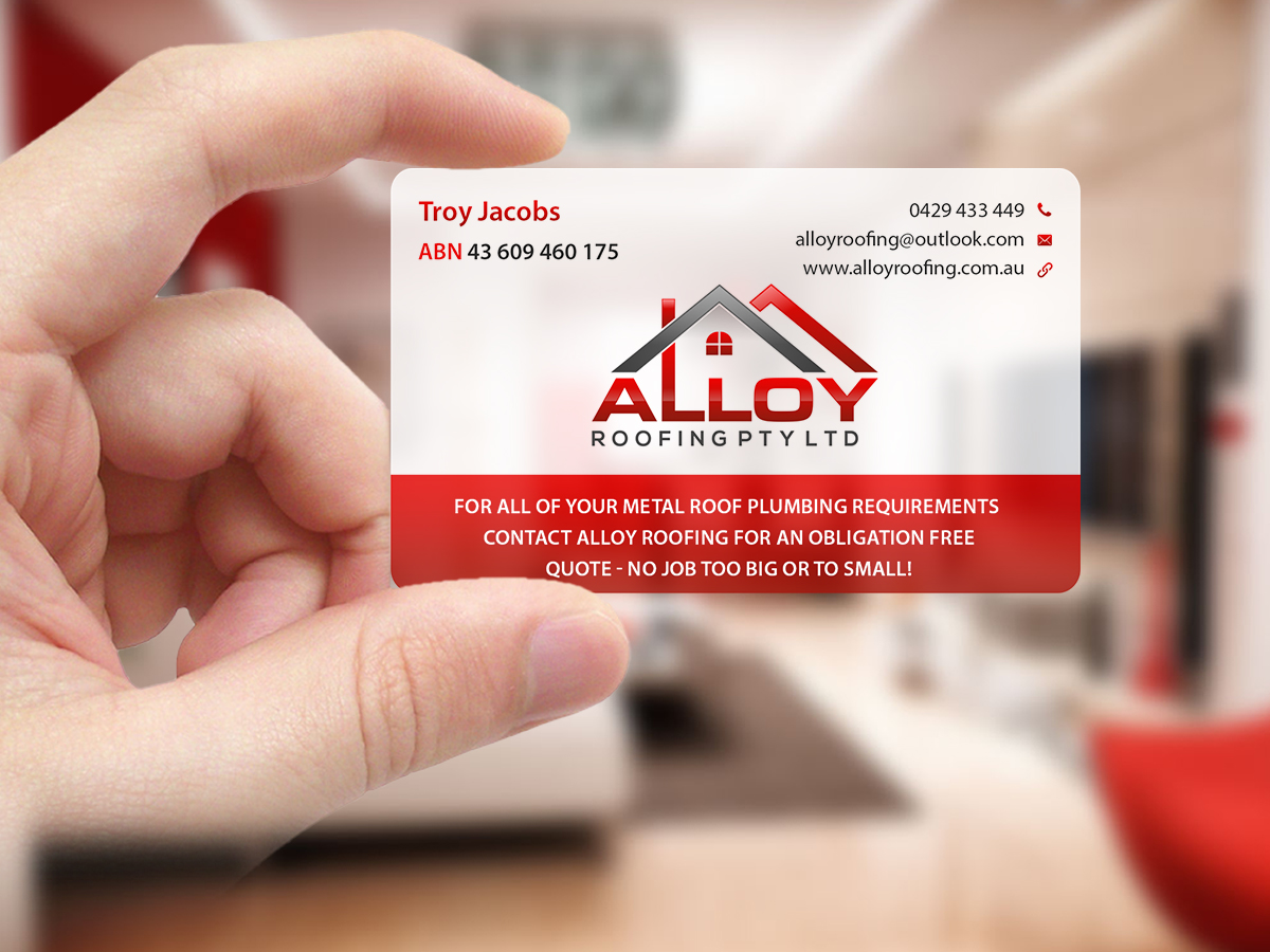 Business Card Design by Creations Box 2015 for Alloy Roofing Pty Ltd | Design #8487827