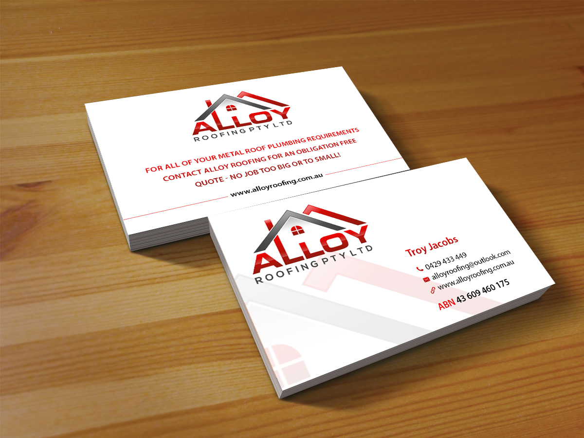 Diseño de Tarjeta de Presentación por Creations Box 2015 para Alloy Roofing Pty Ltd | Diseño #8487830
