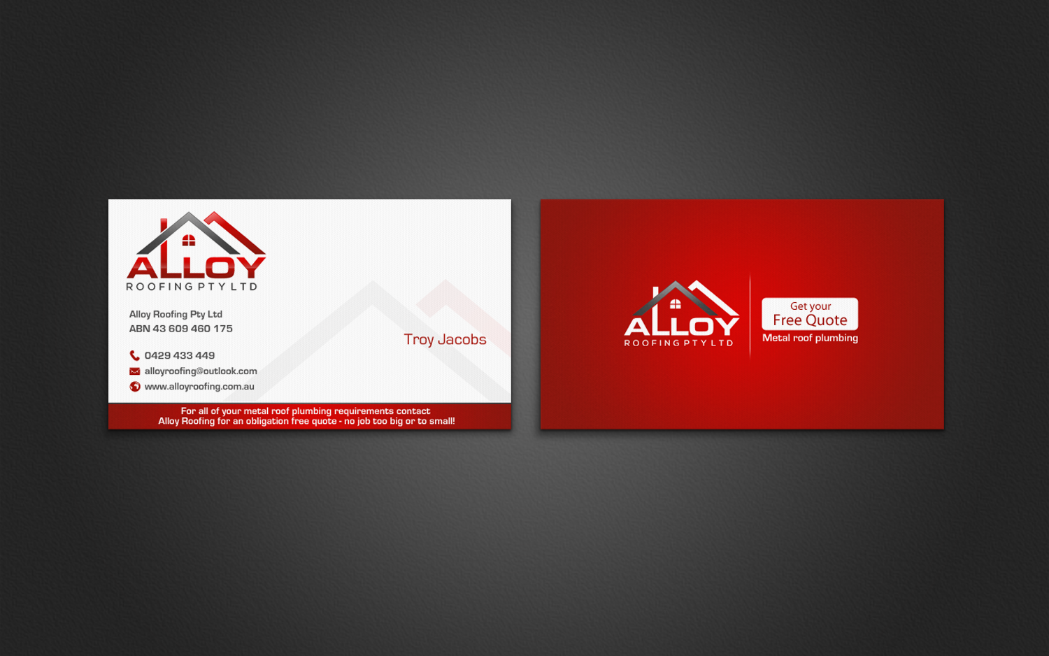 Business Card Design by chandrayaan.creative for Alloy Roofing Pty Ltd | Design #8486058