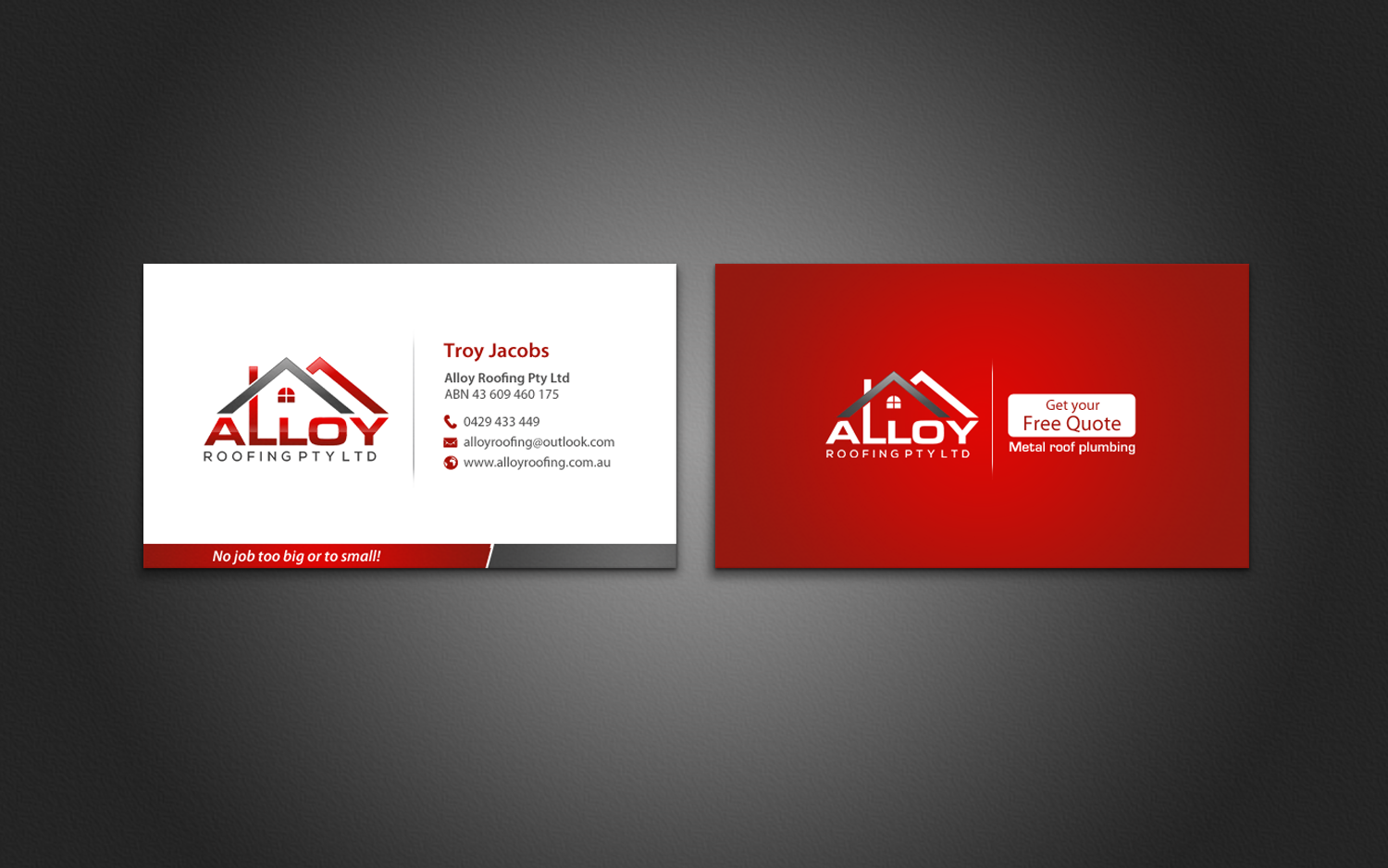 Business Card Design by chandrayaan.creative for Alloy Roofing Pty Ltd | Design #8486065