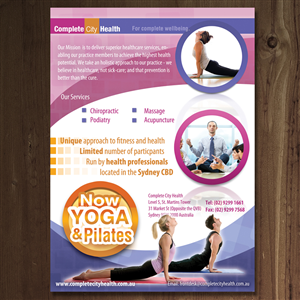 Flyer Design for new yoga and pilates studio for Health care centre | Flyer Design by MNM