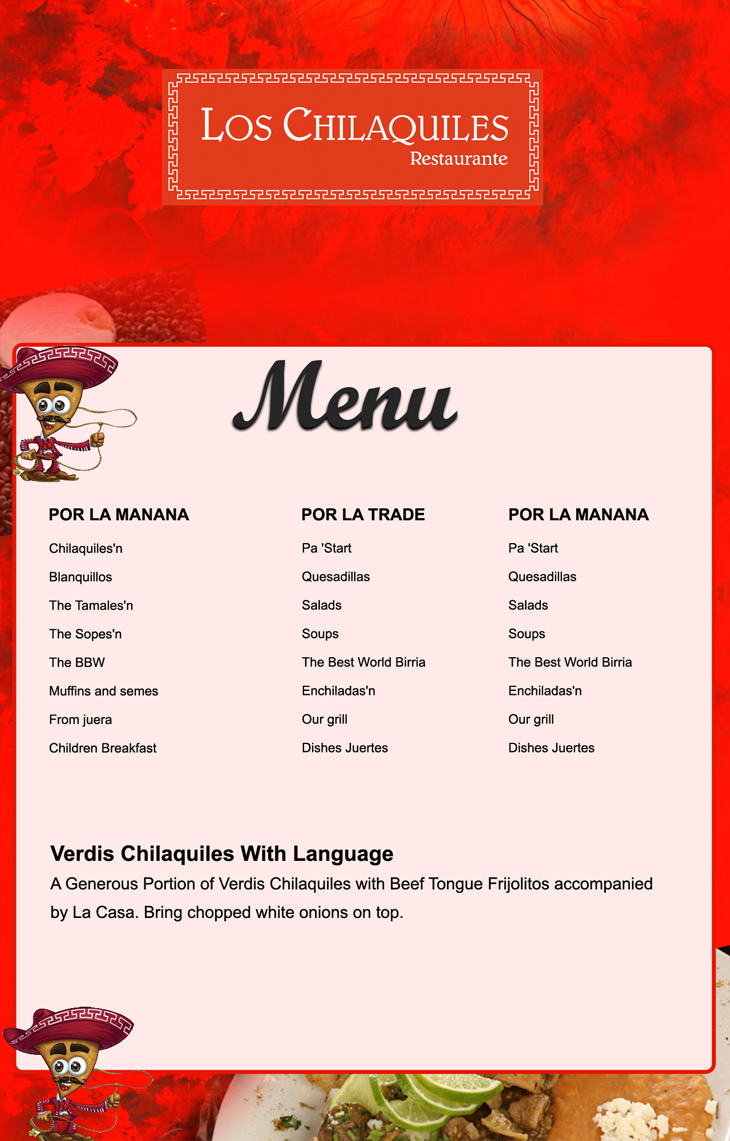 Menü-Design von MAS für Como en el Rancho, S.A. de C.V. | Design #2016744