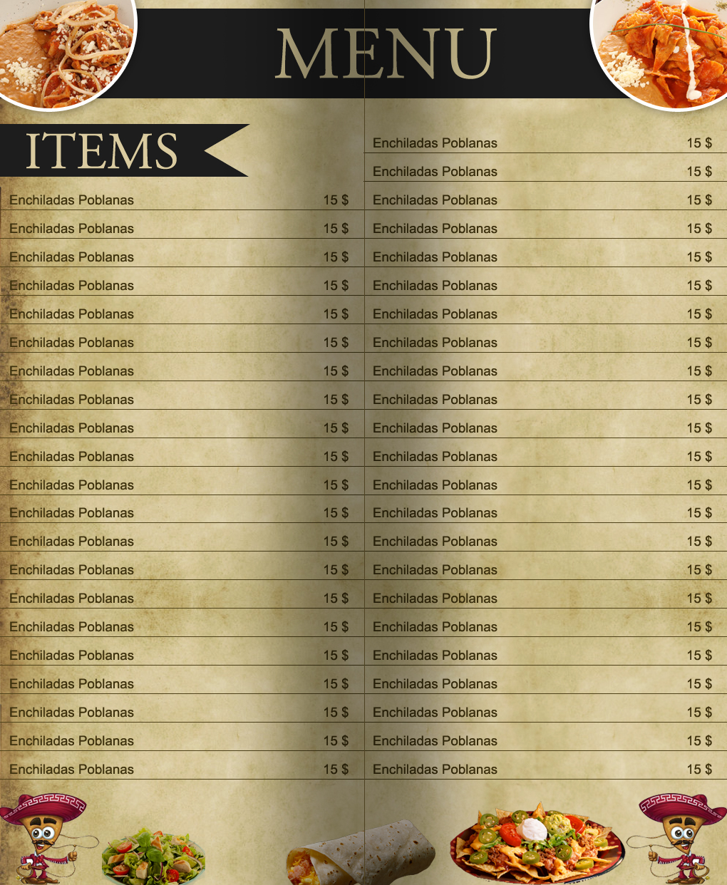 Menü-Design von MAS für Como en el Rancho, S.A. de C.V. | Design #2016761