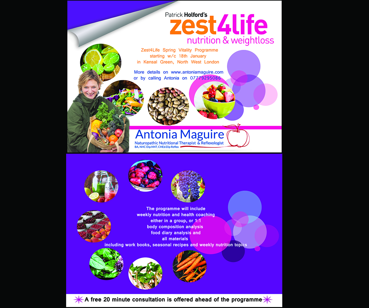 Flyer Design by Graphicsia for Antonia Maguire Zest4Life Nutrition & Health | Design #8495636