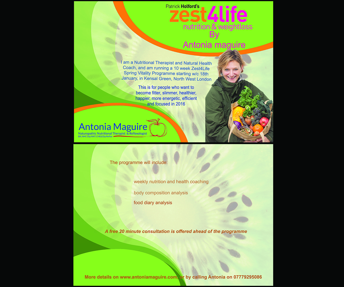 Flyer Design by Graphicsia for Antonia Maguire Zest4Life Nutrition & Health | Design #8495660