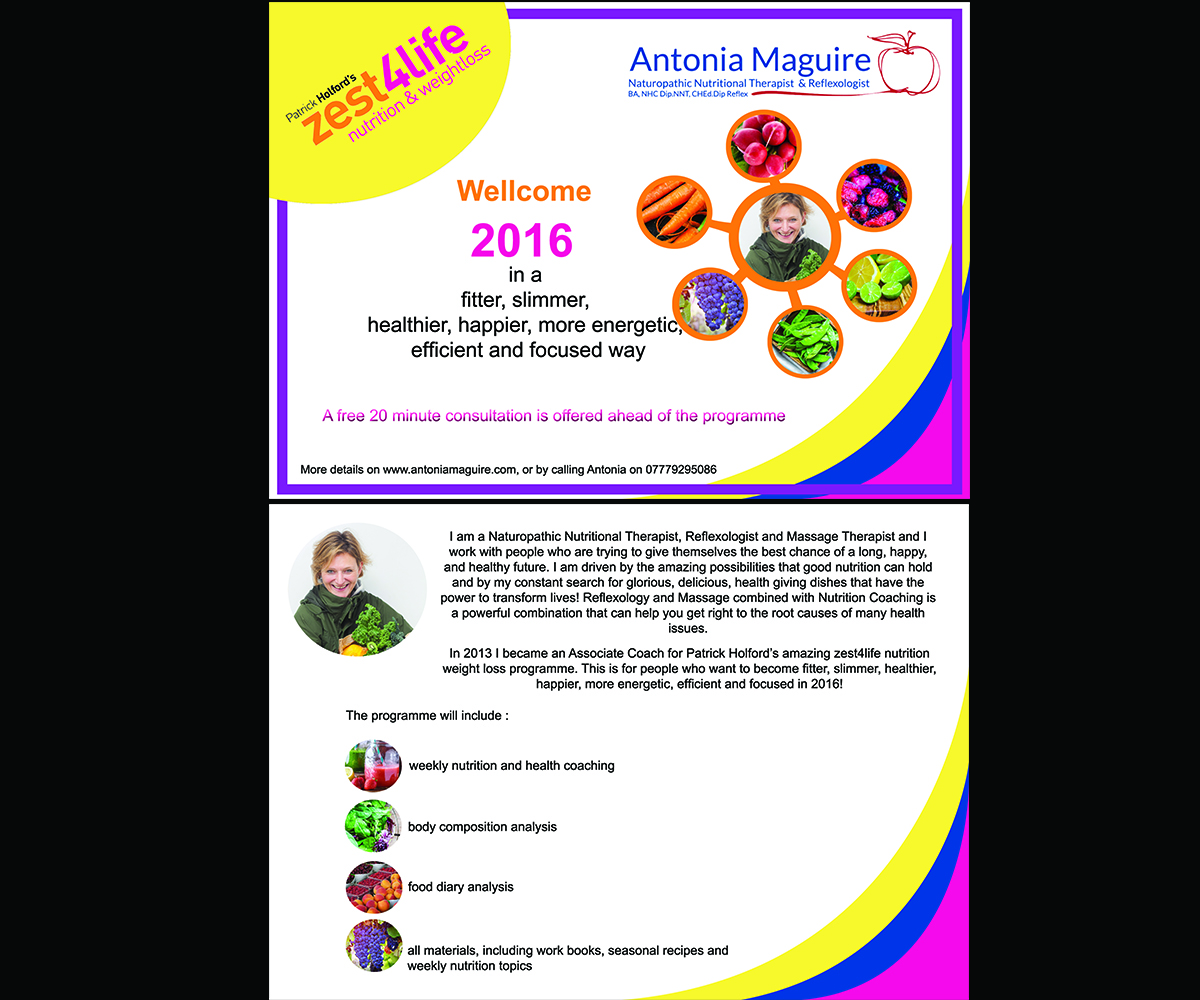 Flyer Design by Graphicsia for Antonia Maguire Zest4Life Nutrition & Health | Design #8497102