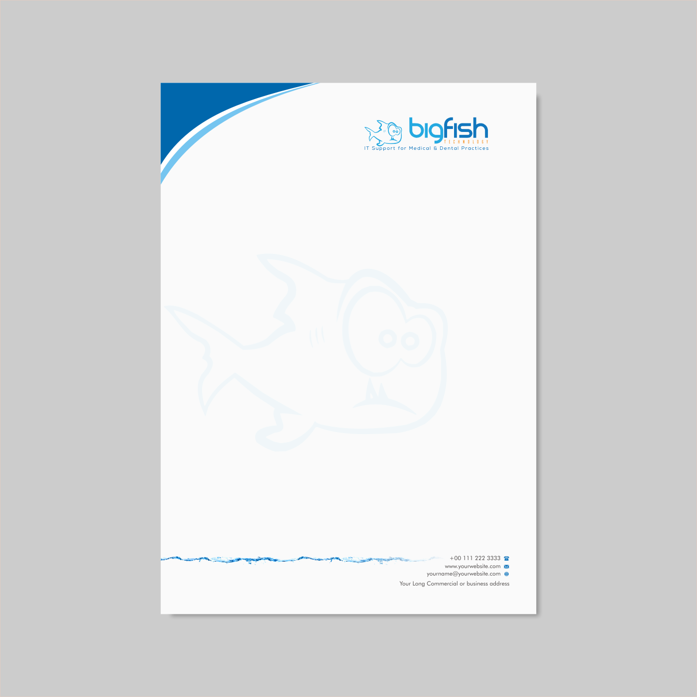 letterhead template with logo playful letterhead design for big fish computers letterhead template with logo playful letterhead design for big fish computers