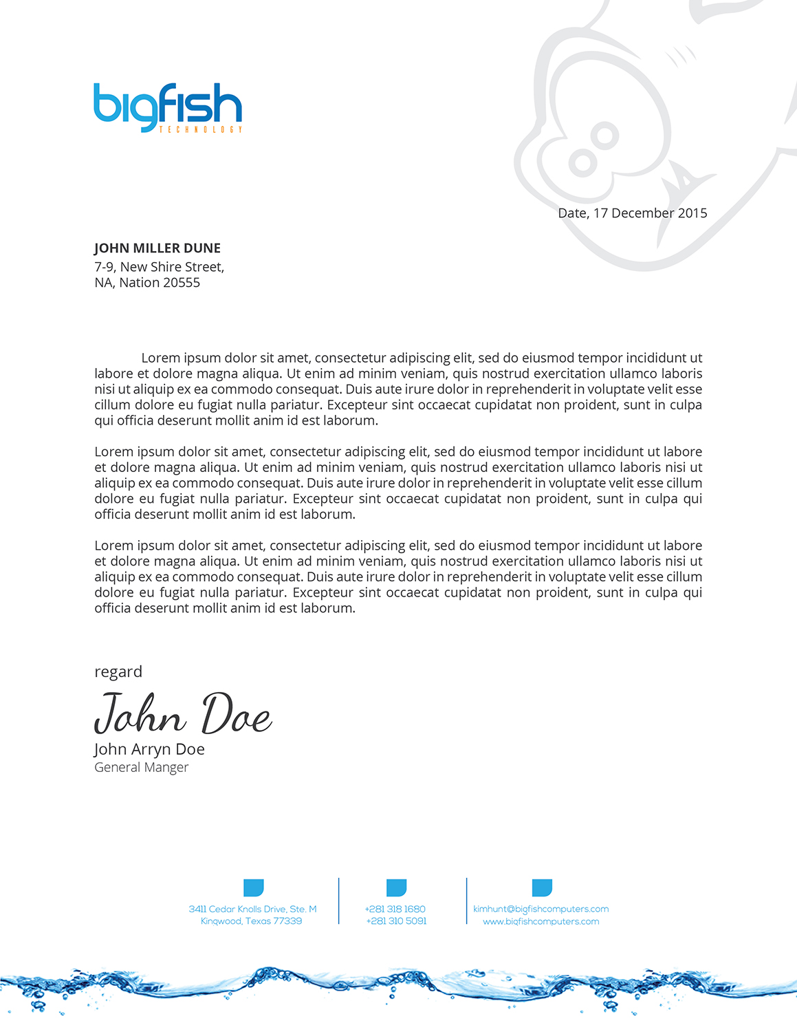 Letterhead Design by zadit for Big Fish Computers | Design #9228644