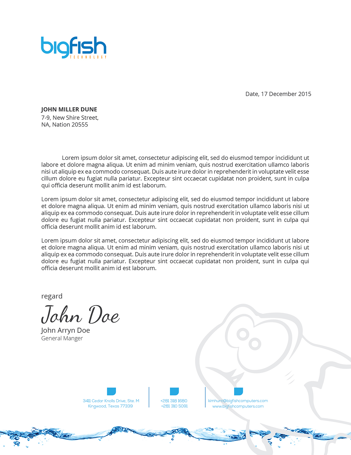Letterhead Design by zadit for Big Fish Computers | Design #9228654