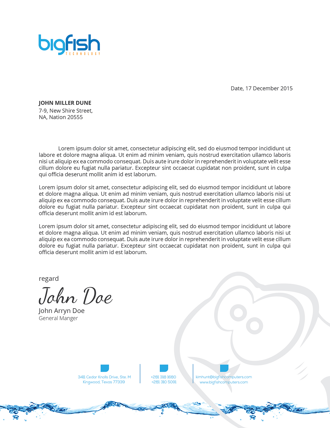 Letterhead Design by zadit for Big Fish Computers | Design #9228656