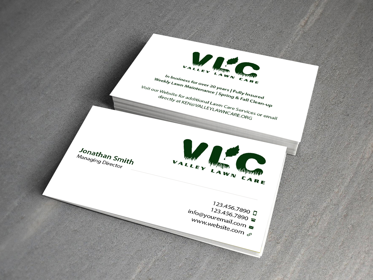 Diseño de Tarjeta de Presentación por Creations Box 2015 para Valley Lawn Care | Diseño #8515127