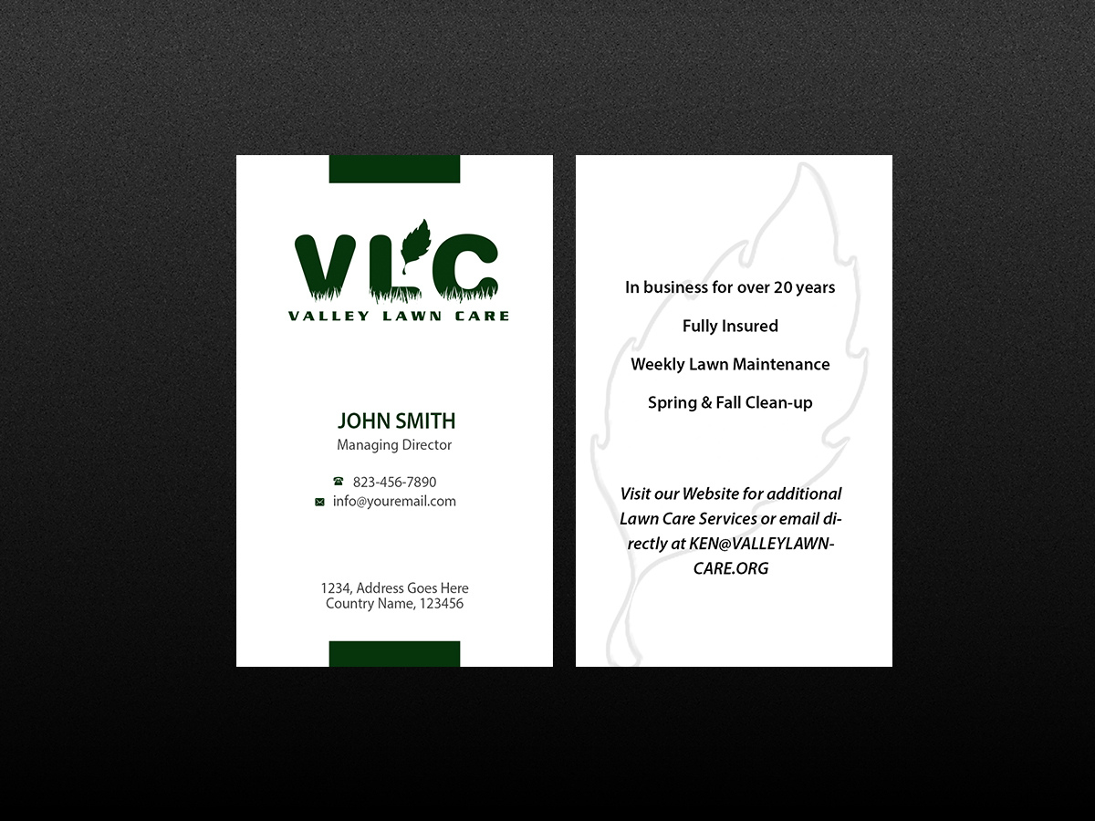 Business Card Design by Creations Box 2015 for Valley Lawn Care | Design #8515133