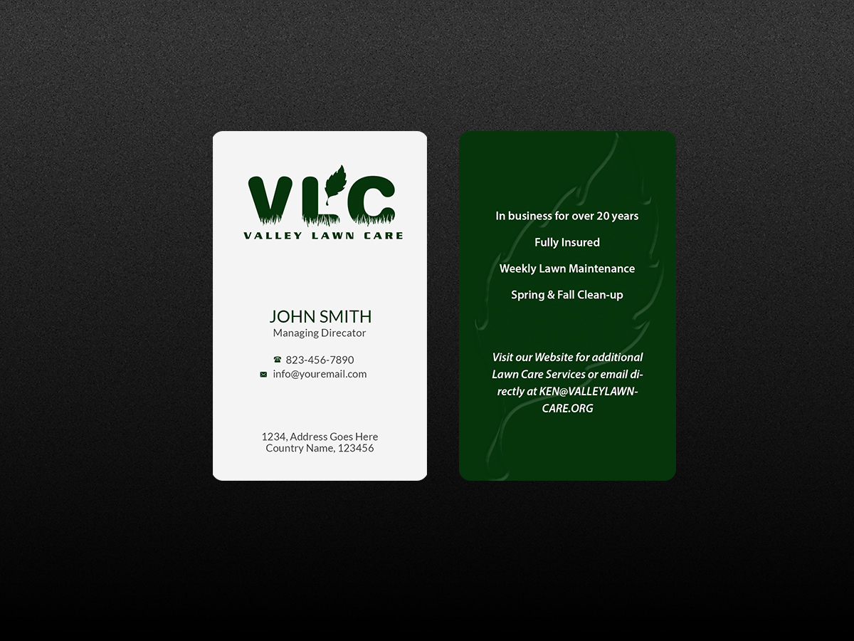 Business Card Design by Creations Box 2015 for Valley Lawn Care | Design #8515135