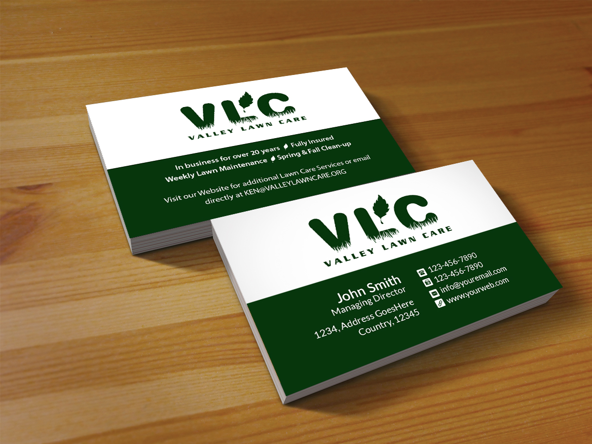 Business Card Design by Creations Box 2015 for Valley Lawn Care | Design #8515136