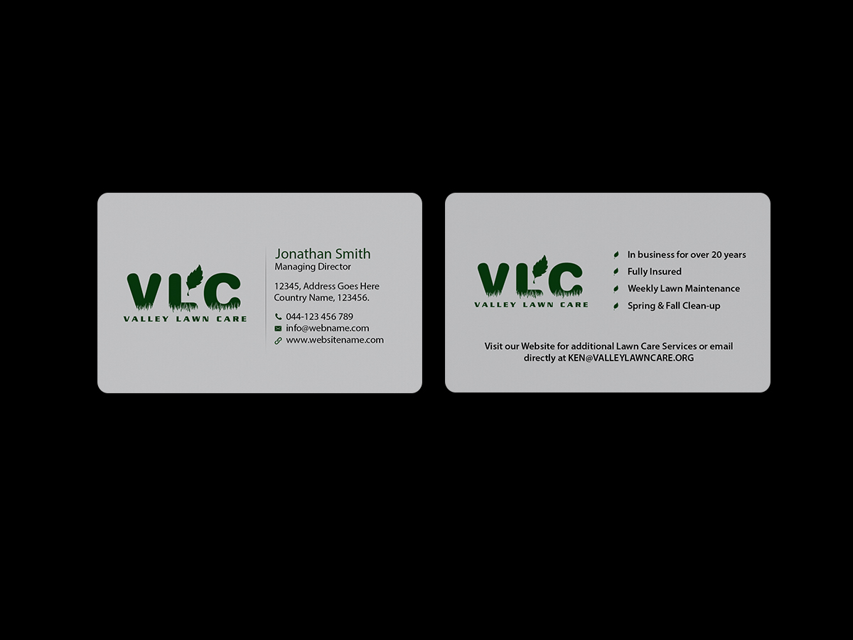 Design de Carte de Visite par Creations Box 2015 pour Valley Lawn Care | Design #8515137