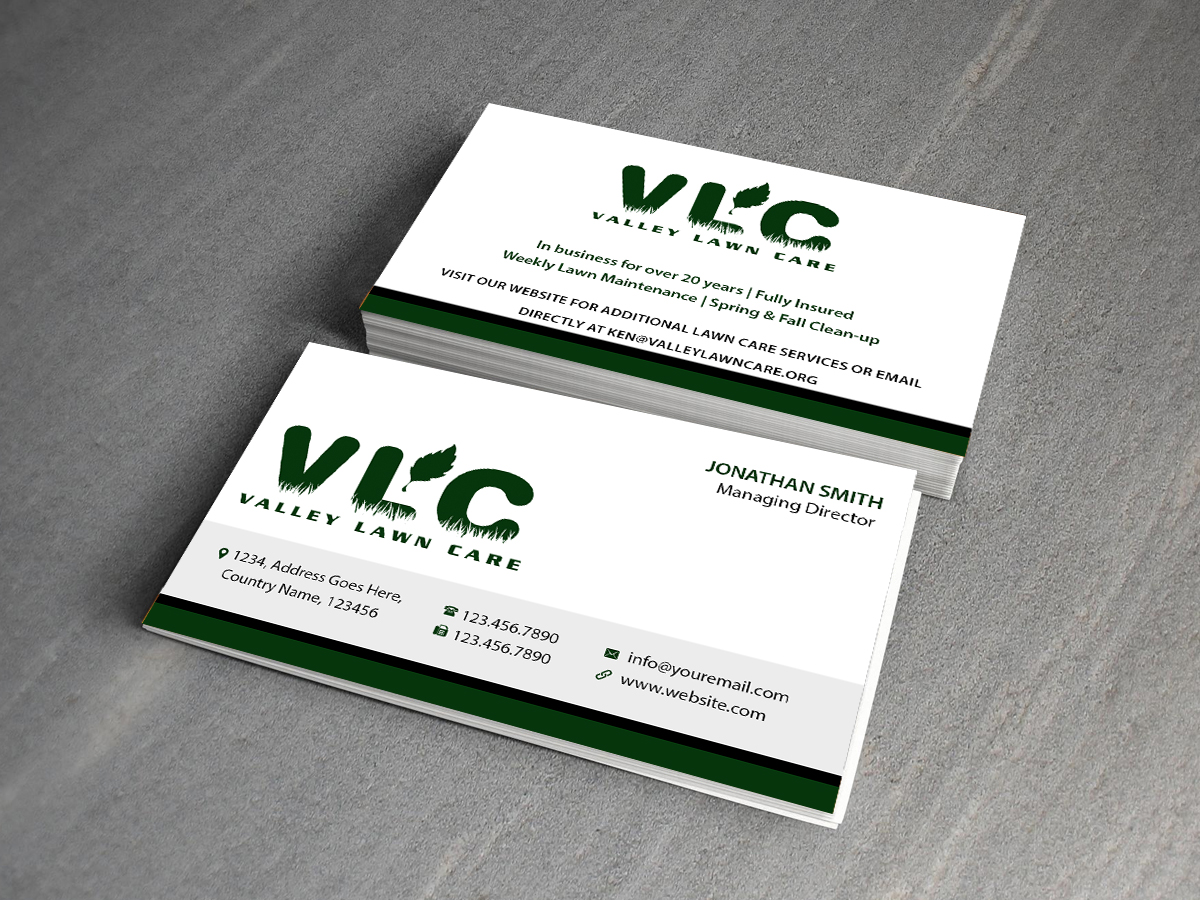 Business Card Design by Creations Box 2015 for Valley Lawn Care | Design #8515139