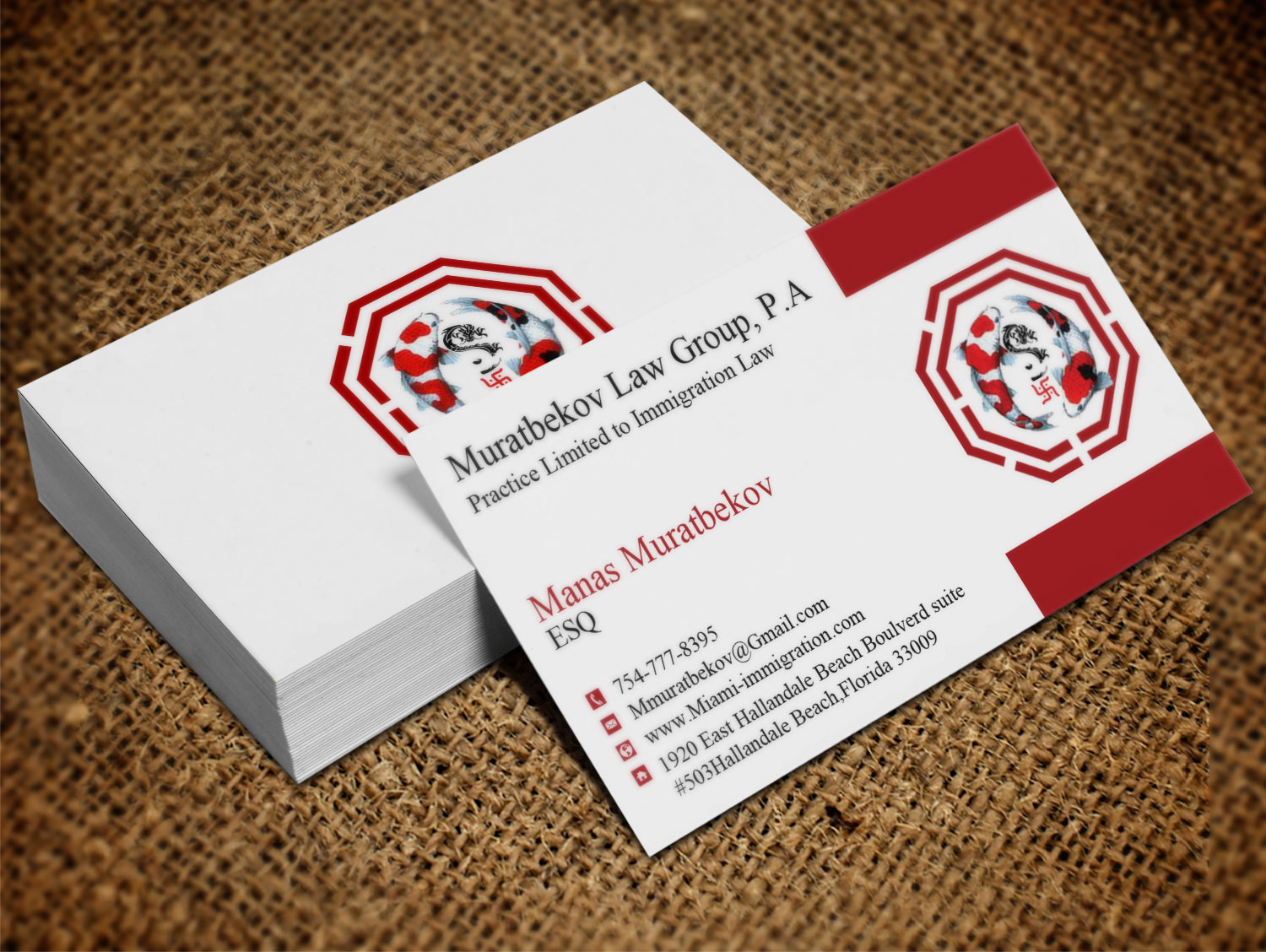 Business Card Design by Lanka Ama for MURATBEKOV LAW GROUP, P.A. | Design #8519232