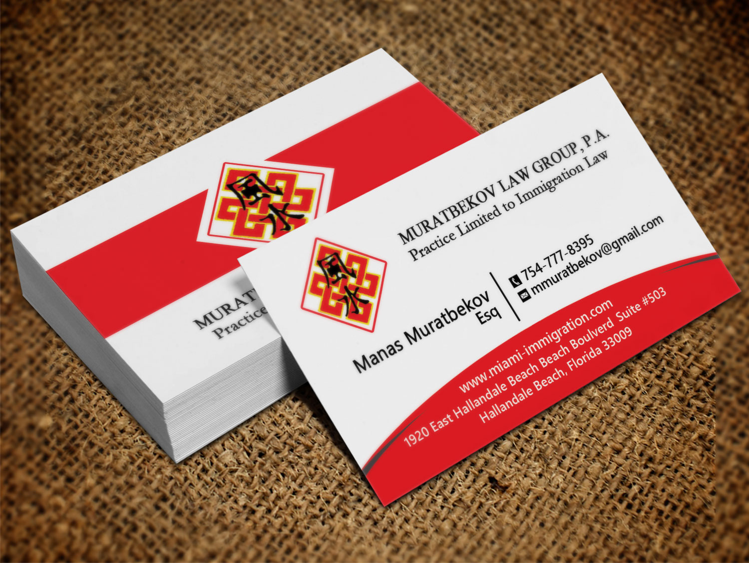 Business Card Design by Lanka Ama for MURATBEKOV LAW GROUP, P.A. | Design #8519238