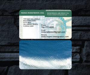 Business Card Design by GMWIRE for MURATBEKOV LAW GROUP, P.A. | Design: #9441432