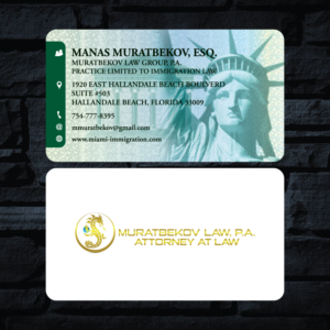 Business Card Design by GMWIRE for MURATBEKOV LAW GROUP, P.A. | Design: #9853943