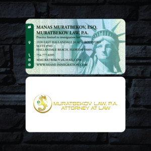 Business Card Design by GMWIRE for MURATBEKOV LAW GROUP, P.A. | Design: #9876854