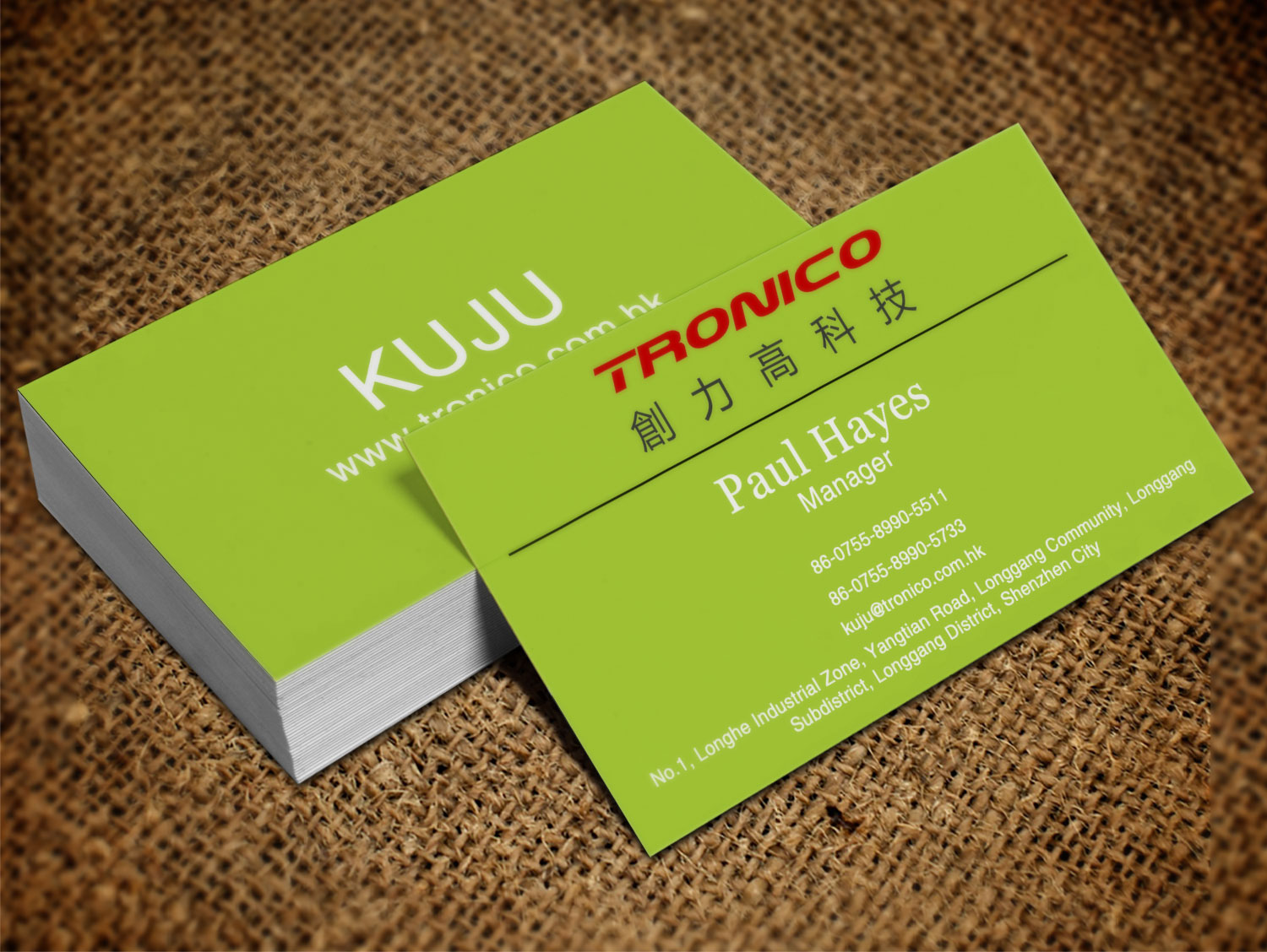 Design de Carte de Visite par Lanka Ama pour TRONICO TECHNOLOGY COMPANY LIMITED | Design #8524270