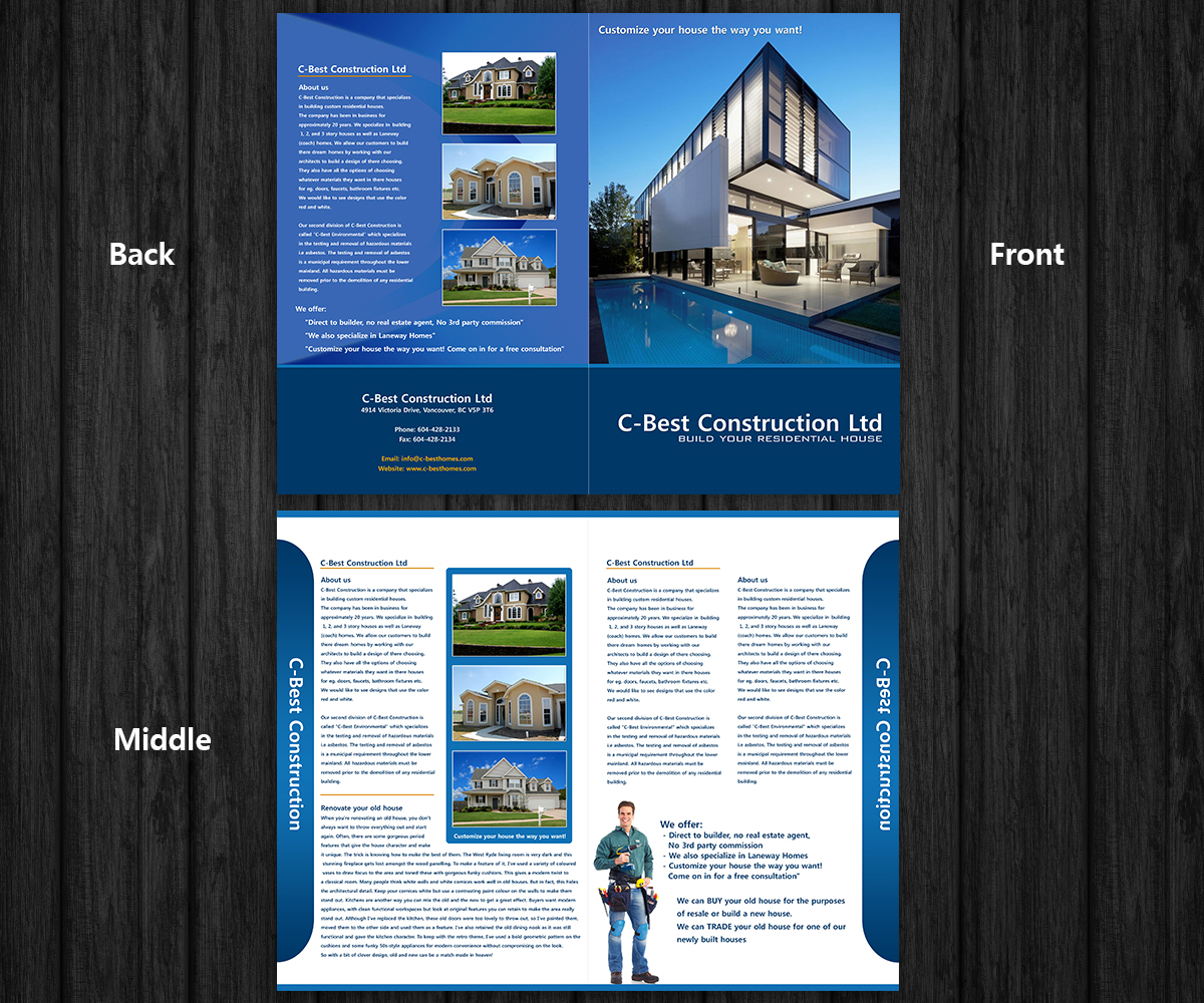 Broschüren-Design von FutureDesigne für C-Best Construction Ltd | Design #2031632