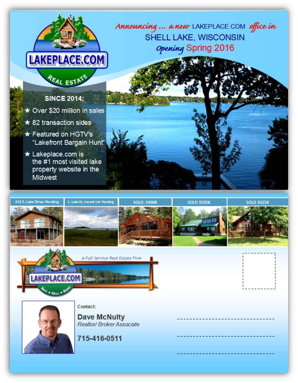 Postcard Design by citygirl17 for Lakeplace.com | Design #9179229