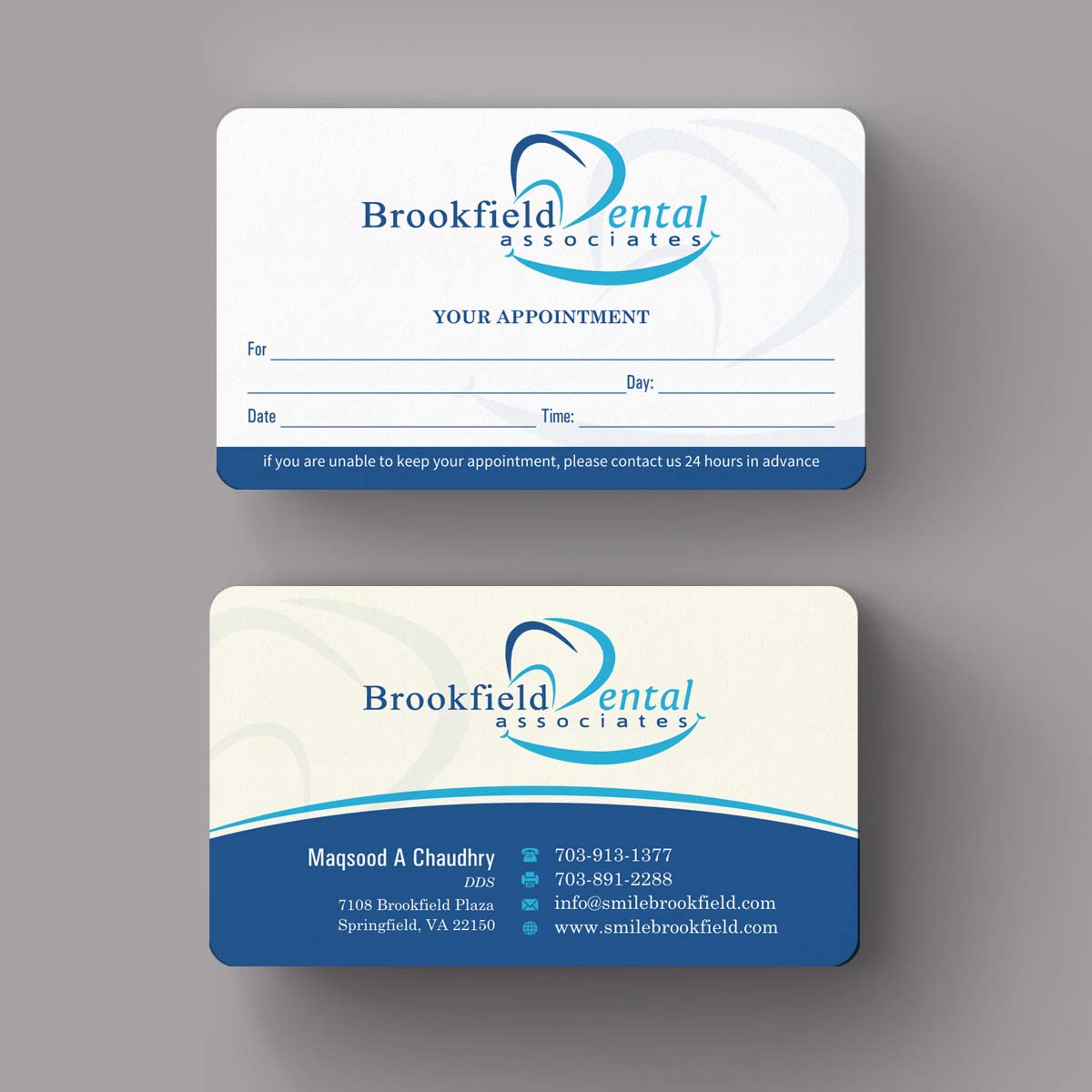 Business Card Design by INDIAN_Ashok for brookfield dental associates | Design #8529748