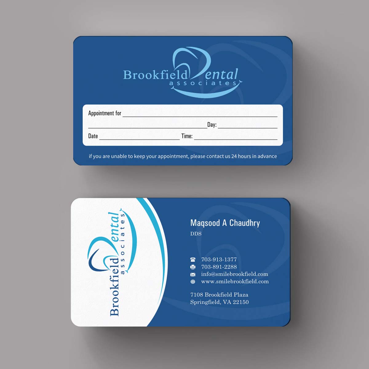 Business Card Design by INDIAN_Ashok for brookfield dental associates | Design #8529761