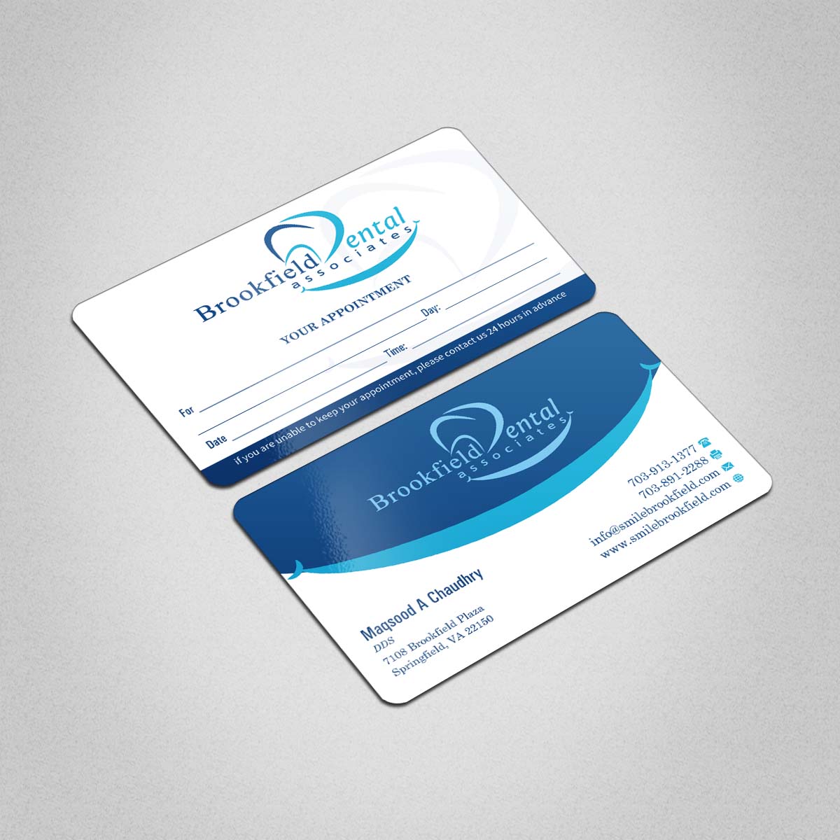 Business Card Design by INDIAN_Ashok for brookfield dental associates | Design #8529769