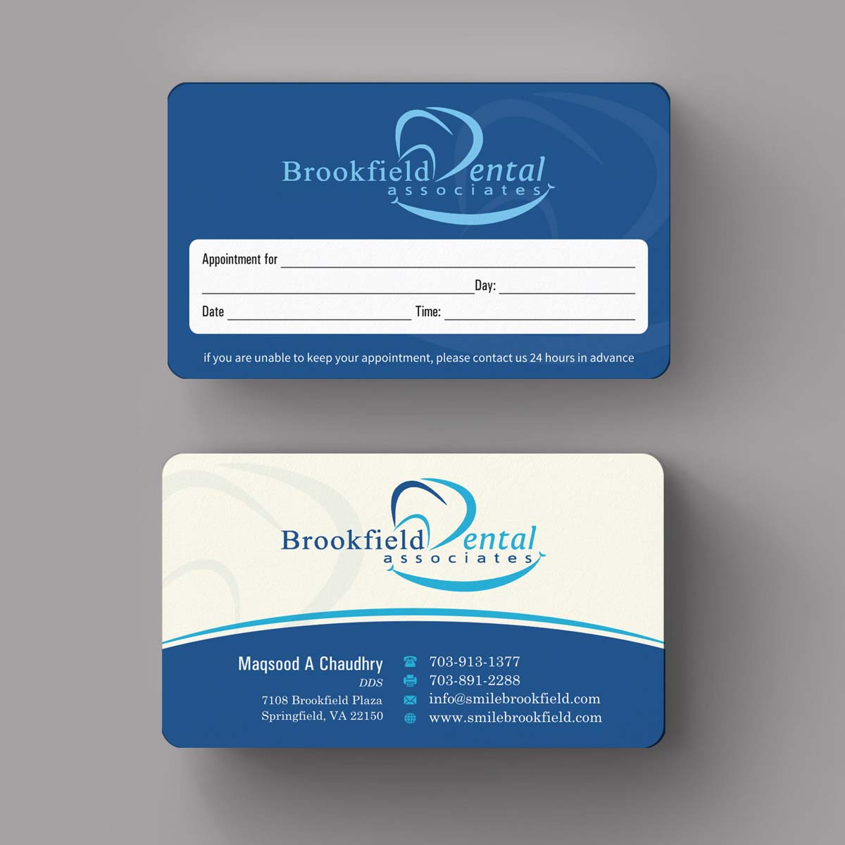 Business Card Design by INDIAN_Ashok for brookfield dental associates | Design #8529778