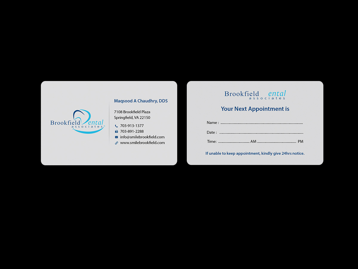 Design de Carte de Visite par Creations Box 2015 pour brookfield dental associates | Design #8765892
